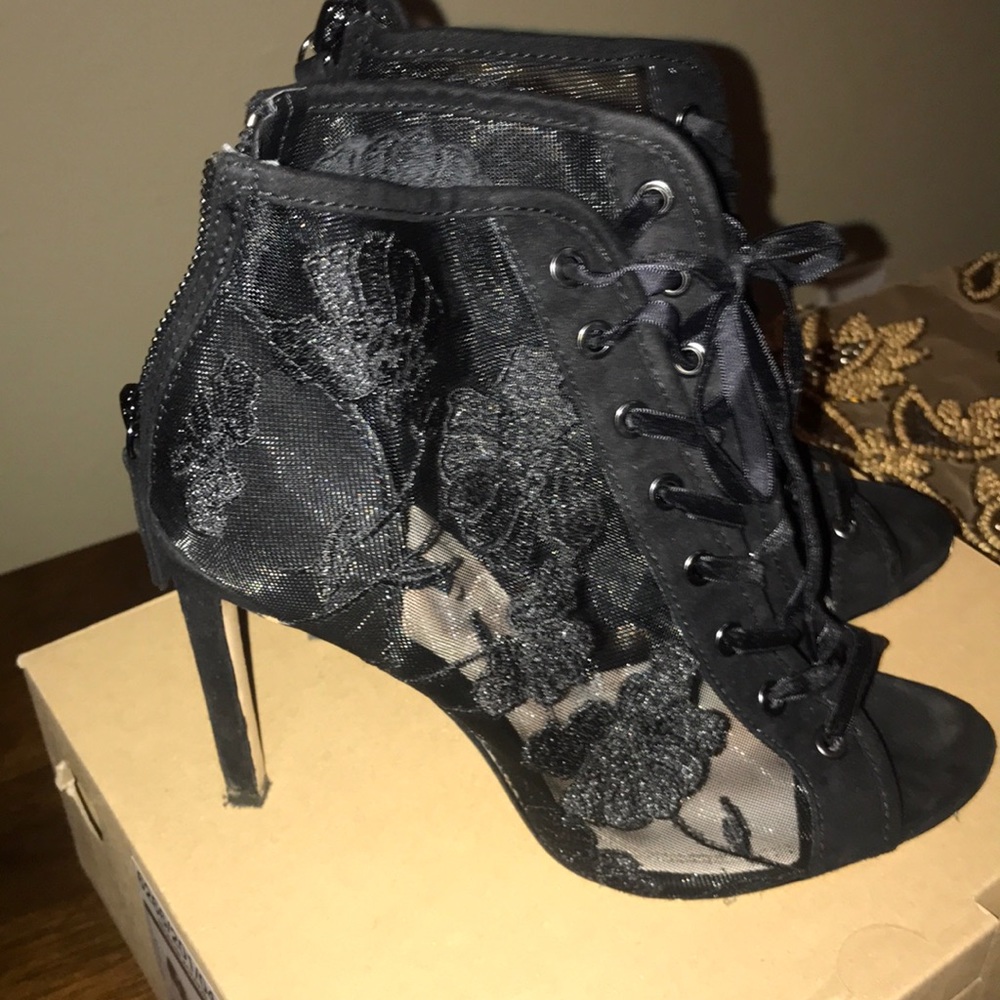 Zara lace up peep toe boots.